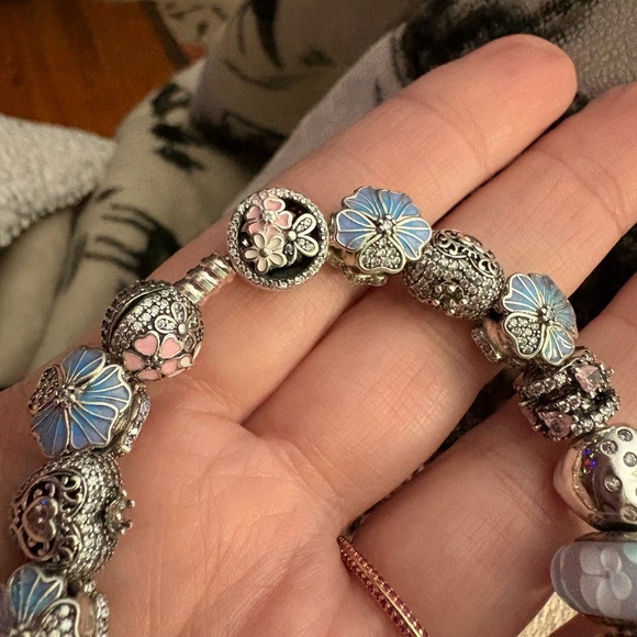 Elegant Silver and Blue Sterling Charm Bracelet - Picture 2 of 7